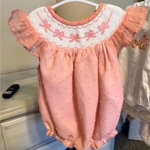 Pink Baby Romper with Embroidered Collar